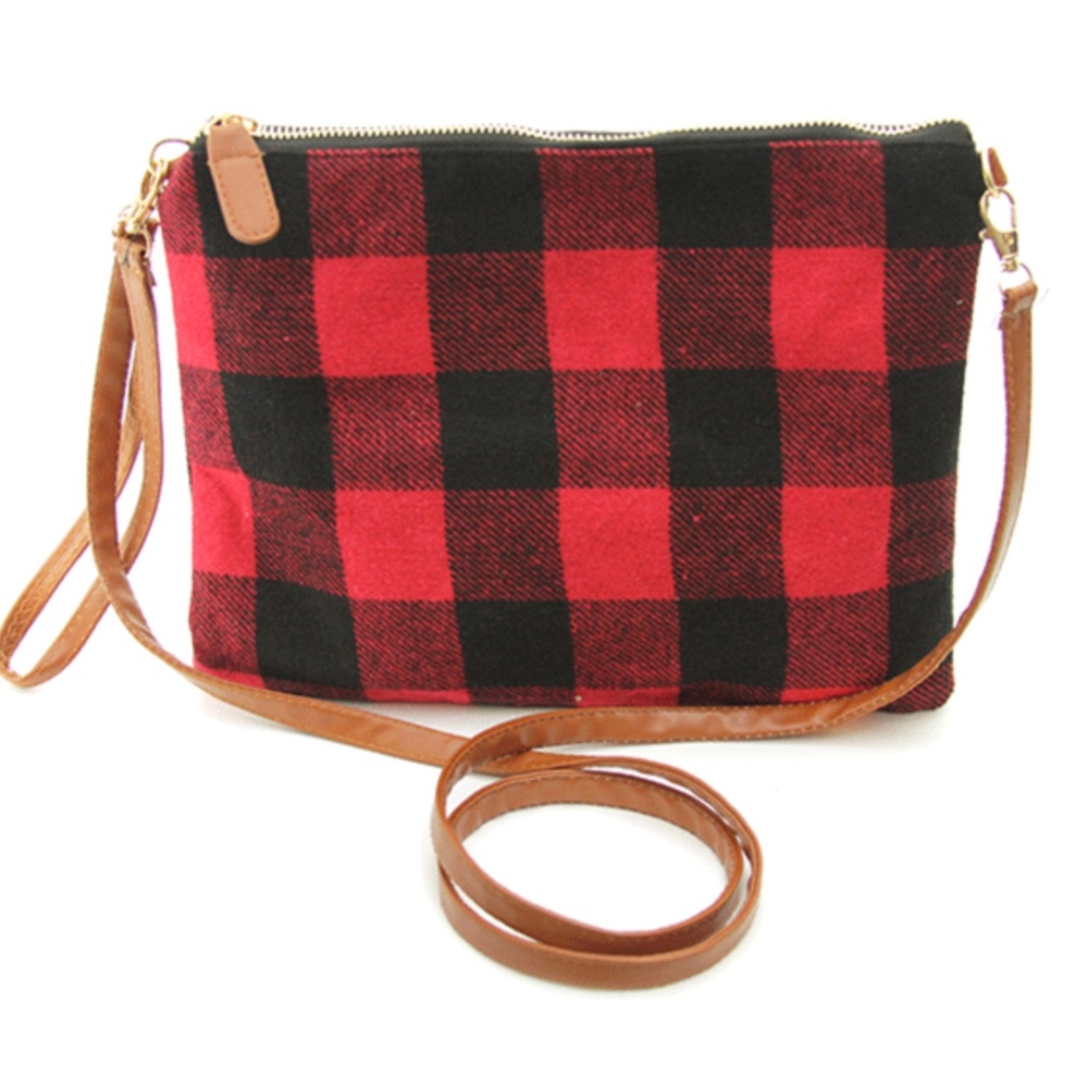 Red and Black Buffalo Plaid Two Way Bag NWT
